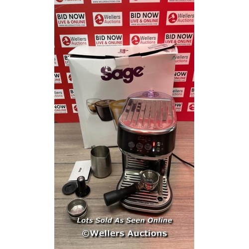 6080 - SAGE BAMBINO PLUS PUMP ESPRESSO COFFEE MACHINE IN BLACK STAINLESS STEEL, SES500BST / POWERS UP / SIG... 