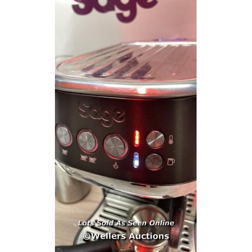 6080 - SAGE BAMBINO PLUS PUMP ESPRESSO COFFEE MACHINE IN BLACK STAINLESS STEEL, SES500BST / POWERS UP / SIG... 