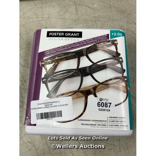 6087 - FOSTER GRANT LADIES LTD 3532 +2.00 GLASSES / APPEARS NEW DAMAGED PACKAGING / C38