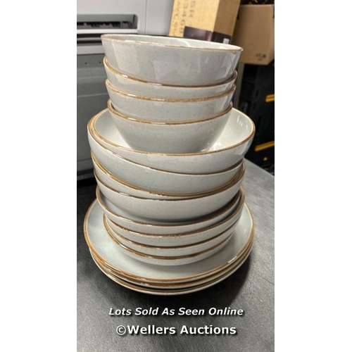 6103 - OVER & BACK STONEWARE DINNERWARE SET / APPEARS NEW, WITHOUT BOX / COMPLETE SET (X4 OF EVERYTHING, BU... 