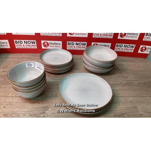 6104 - OVER & BACK STONEWARE DINNERWARE SET / APPEARS NEW, WITHOUT BOX / COMPLETE SET (X4 OF EVERYTHING, BU... 