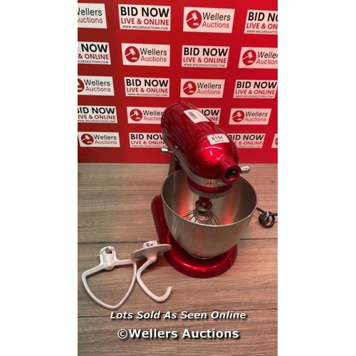 6154 - KITCHENAID 4.8L RED HEAVY DUTY STAND MIXER (5KPM5BER) / POWERS UP / SIGNS OF USE / C26