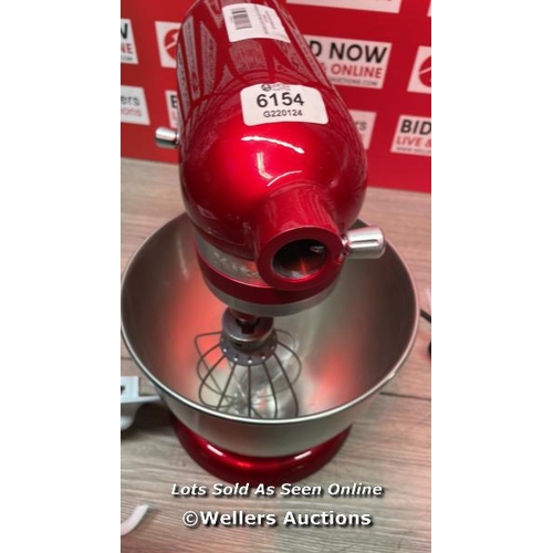 6154 - KITCHENAID 4.8L RED HEAVY DUTY STAND MIXER (5KPM5BER) / POWERS UP / SIGNS OF USE / C26