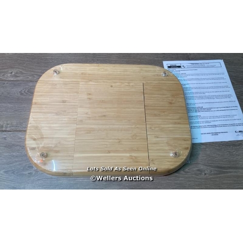 6186 - BAMBOO CHEESE BOARD WITH 4 TOOLS / APPEARS NEW OPEN BOX / MISSING TOOLS / E39