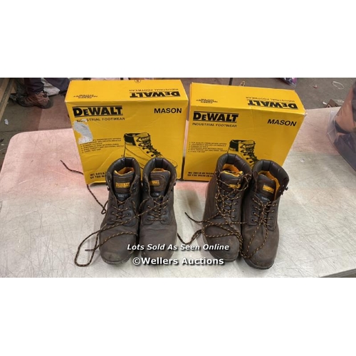 6247 - 2X PAIRS OF PRE-OWEND DEWALT WORK BOOTS / SIZES: 8 & 9 / E23