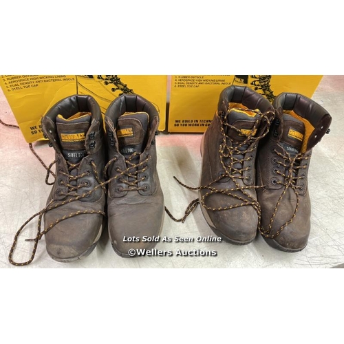 6247 - 2X PAIRS OF PRE-OWEND DEWALT WORK BOOTS / SIZES: 8 & 9 / E23