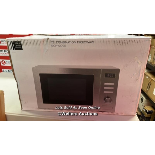 7001 - JOHN LEWIS JLCMWO011 32 LITRE COMBINATION MICROWAVE OVEN / POWERS UP / APPEARS NEW OPEN BOX / WITHOU... 