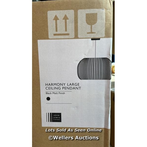 7028 - JOHN LEWIS HARMONY LARGE RIBBON CEILING LIGHT, BLACK / APPEARS NEW OPEN BOX / OW