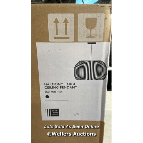 7035 - JOHN LEWIS HARMONY LARGE RIBBON CEILING LIGHT, BLACK / MINIMAL SIGNS OF USE / DAMAGED / OW