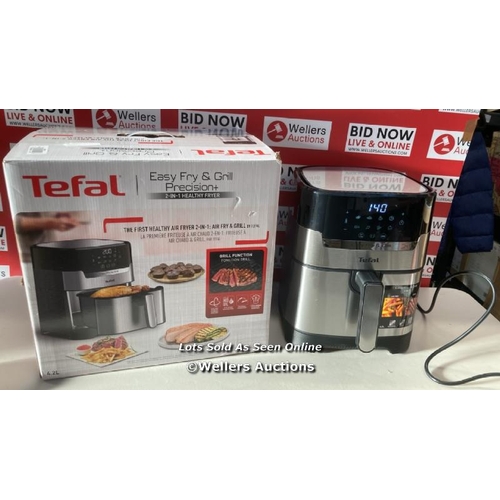 7050 - TEFAL EY505D EASY FRY PRECISION+ 2IN1 DIGITAL AIR FRYER & GRILL, 4.2L, CHROME/BL / POWERS UP / APPEA... 