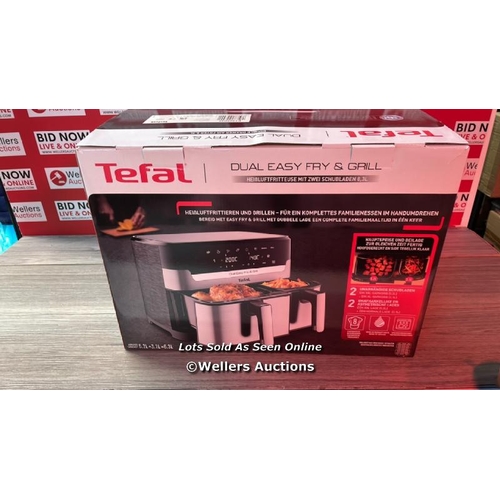 7057 - TEFAL EY905D40 EASY FRY DUAL ZONE AIR FRYER & GRILL, 8.3L, STAINLESS STEEL / POWERS UP / SCREEN APPE... 