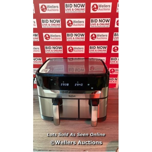 7059 - TEFAL EY905D40 EASY FRY DUAL ZONE AIR FRYER & GRILL, 8.3L, STAINLESS STEEL / POWERS UP / SCREEN APPE... 