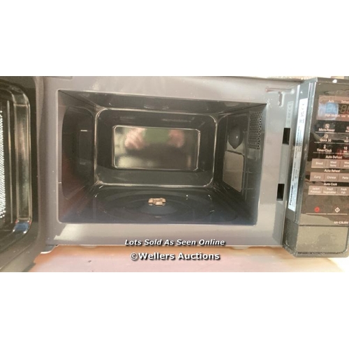 7060 - PANASONIC NN-E28JBMBPQ MICROWAVE OVEN, BLACK / POWERS UP / GLASS FRONT BROKEN / SIGNS OF USE / G13