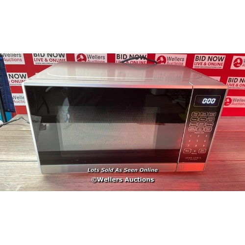 7061 - JOHN LEWIS JLSMWO08 MICROWAVE, STAINLESS STEEL / POWERS UP / APPEARS NEW OPEN BOX / POWER CABLE IS S... 