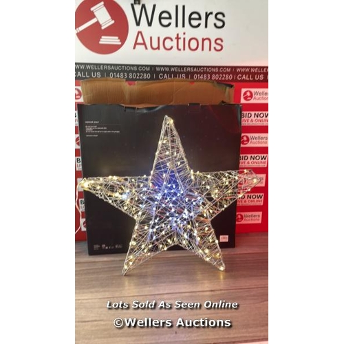 7073 - JOHN LEWIS 300 LED 3D STAR LIGHT, SILVER / PURE & ICE WHITE / POWERS UP / MINIMAL SIGNS OF USE / G12