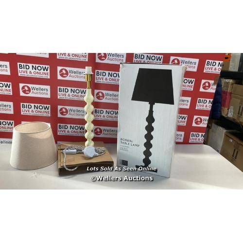 7096 - JOHN LEWIS BOBBIN TABLE LAMP, CREAM / APPEARS NEW OPEN BOX / G7