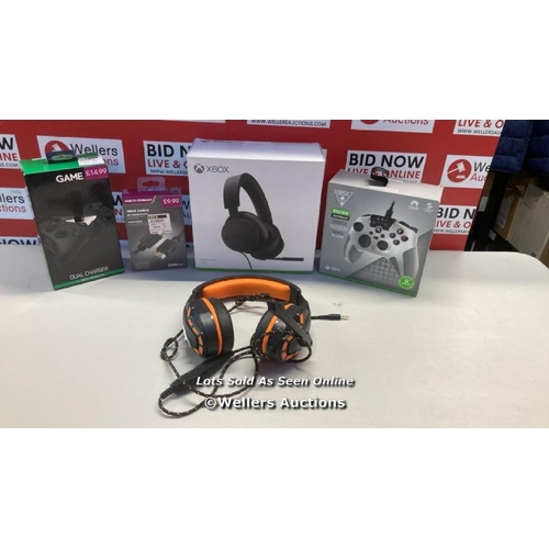 7148 - 5X GAMING ACCESSORIES INCL. TURTLE BEACH, GAME AND XBOX / UNTESTED / SEE IMAGES / G9