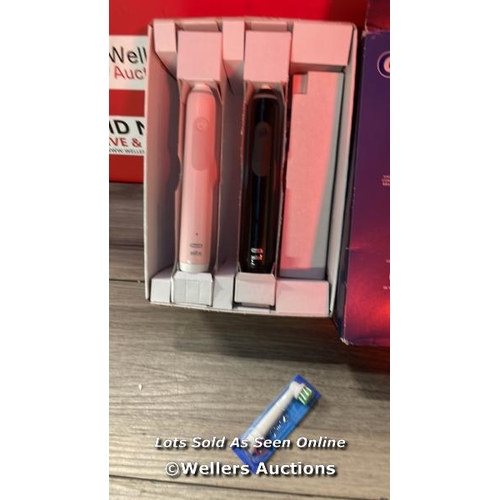 7207 - ORAL-B SERIES 3 3900 ELECTRIC TOOTHBRUSH SET, BLACK/PINK / POWERS UP / MINIMAL SIGNS OF USE / H18