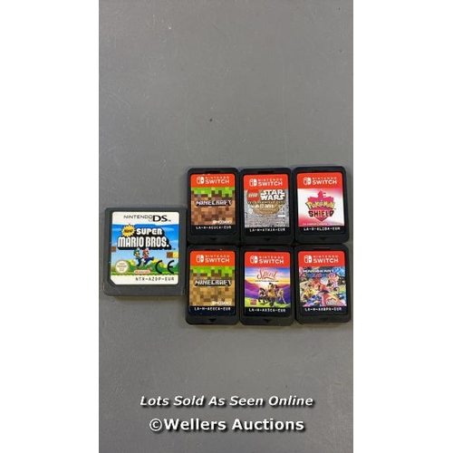 9596 - X6 NINTENDO SWITCH GAME CARDS INCL. MARIO KART 8, LEGO STAR WARS, MINECRAFT, SPIRIT AND POKEMON SHIE... 