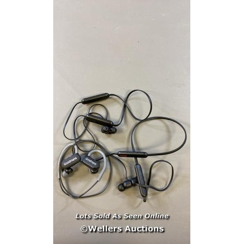 9599 - X1 SONY WI-C310 EARPHONES, X1 APPLE BEATS A2295 EARPHONES AND X1 GOODSMAN EARPHONES