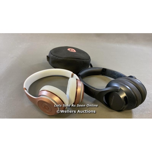 9609 - X1 APPLE BEATS SOLO3 HEADPHONES MODEL A1796 AND X1 ANKER SOUNDCORE Q20 HEADPHONES