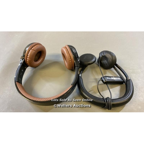 9614 - X1 KS HEADPHONES AND X1 PLATRONICS HEADSET MODEL BLACK WIRE C720 M