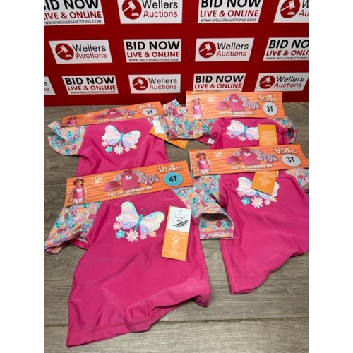 4422 - 4X CHILDRENS NEW UV SKINZ 3PC SWIMWEAR SET / 3X 3T, 1X 4T / C26