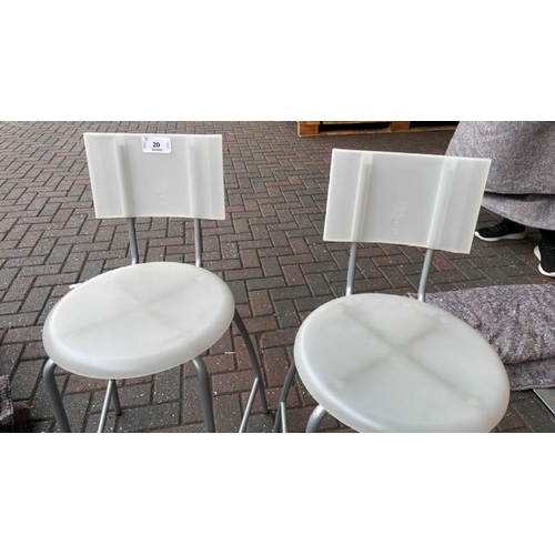 20 - PAIR OF OPAQUE PLASTIC STOOLS FROM IKEA, 90CM (H) X 46CM (D) X 37CM (W), CONTAINER NO: 200638 / LOT ... 