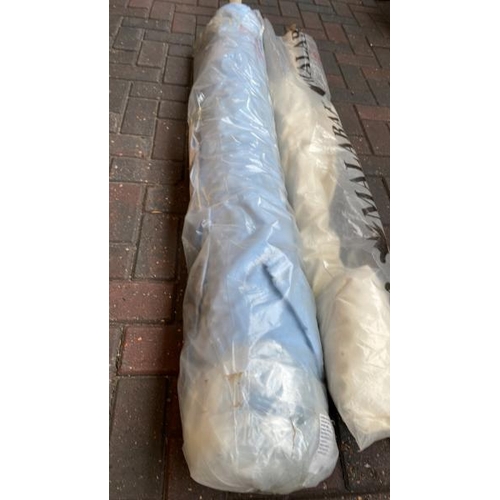 4 - 2X ROLLS OF FABRIC, BABY BLUE AND OFF WHITE, CONTAINER NO. 341097 / LOT LOCATION: WEYBRIDGE (KT13)