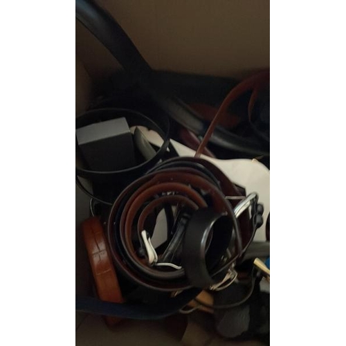 50 - BOX OF PRE-OWNED GENTS CLOTHING AND ACCESSORIES, MAINLY BELTS AND TIES, CONTAINER NO: 10030 / LOT LO... 