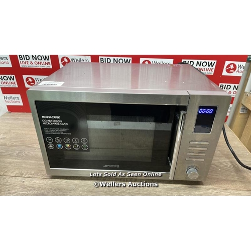 8156 - SMEG MOE34CXIUK COMBI 34L MICROWAVE / POWERS UP / SOME SIGNS OF USE / A29