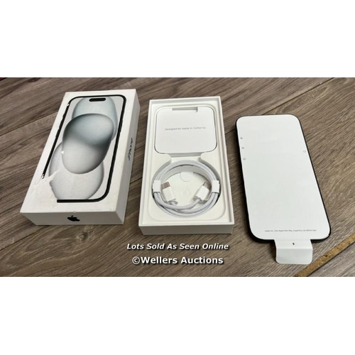 8204 - APPLE IPHONE 15 / BLACK / 128GB / A3090 / MTP03ZD/A / SERIAL NO. C7L6HVH77Y / NEW, OPEN BOX / CUSTOM... 