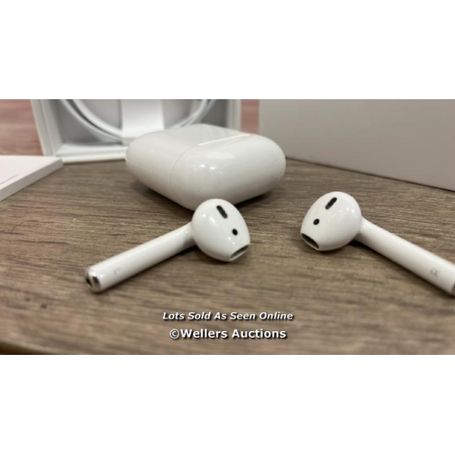 8212 - APPLE AIRPODS (2ND GEN) / MV7N2ZM/A / SERIAL NO. H0TL2EA8LX2Y / POWERS UP, CONNECTS  & PLAYS MUSIC T... 