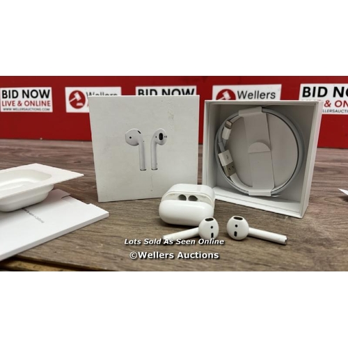 8213 - APPLE AIRPODS (2ND GEN) / MV7N2ZM/A / SERIAL NO. H0TKRN64LX2Y / POWERS UP, CONNECTS  & PLAYS MUSIC /... 