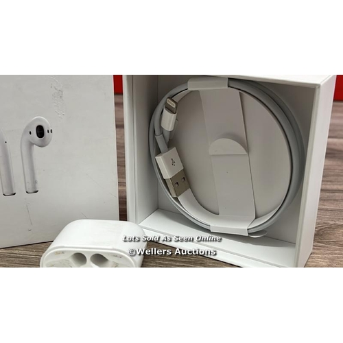 8213 - APPLE AIRPODS (2ND GEN) / MV7N2ZM/A / SERIAL NO. H0TKRN64LX2Y / POWERS UP, CONNECTS  & PLAYS MUSIC /... 