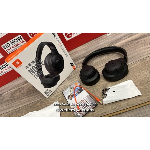 8218 - JBL TUNE 770 NC ADAPTIVE NOISE CANCELLING BLUE TOOTH OVER EAR HEADPHONES / MINIMAL, IF ANY SIGNS OF ... 