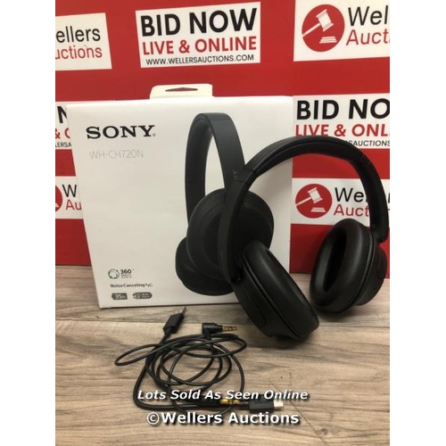 8220 - SONY WHCH720NB NOISE CANCELLING OVEREAR HEADPHONES / POWERS UP & CONNECTS TO BLUETOOTH WITH SOUND, M... 