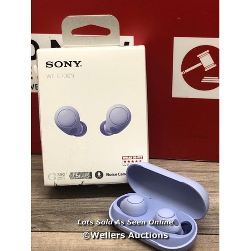 8222 - SONY WF-C700N NOISE CANCELLING IN-EAR HEADPHONES / POWERS UP & CONNECTS TO BLUETOOTH WITH SOUND, WIT... 