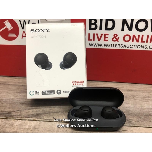 8223 - SONY WF-C700N NOISE CANCELLING IN-EAR HEADPHONES / POWERS UP, DOES NOT CONNECT TO BLUETOOTH, MINIMAL... 