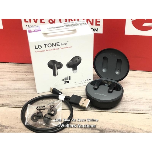 8226 - LG UFP5 WIRELESS EARBUDS / POWERS UP & CONNECTS TO BLUETOOTH WITH SOUND FROM LEFT EAR ONLY, MINIMAL ... 