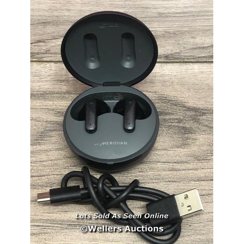 8228 - LG UFP5 WIRELESS EARBUDS / POWERS UP & CONNECTS TO BLUETOOTH WITH SOUND FROM THE RIGHT EARBUD ONLY, ... 