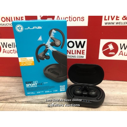 8230 - JLAB EPIC AIR SPORT ANC TRUE WIRELESS EARBUDS IN BLACK / POWERS UP & CONNECTS TO BLUETOOTH WITH SOUN... 