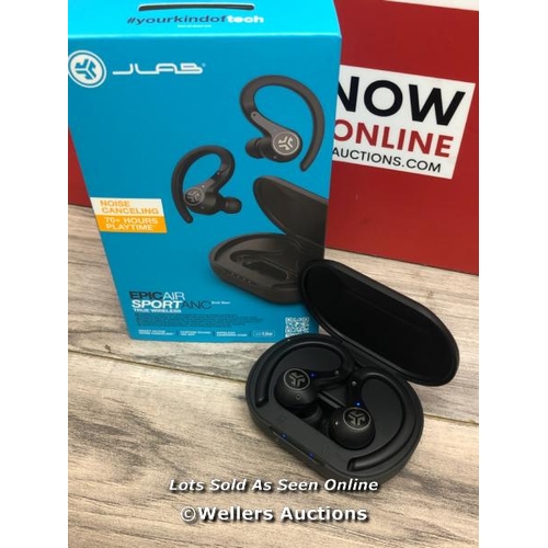 8231 - JLAB EPIC AIR SPORT ANC TRUE WIRELESS EARBUDS IN BLACK / POWERS UP & CONNECTS TO BLUETOOTH WITH SOUN... 