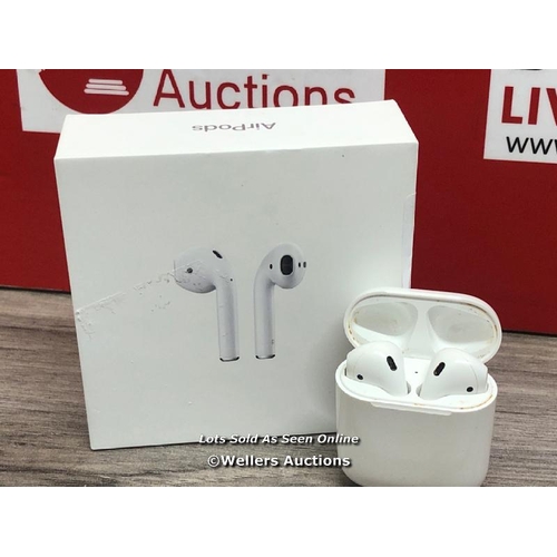 8241 - APPLE AIRPODS 2ND GEN MV7N2ZMA WITH CHARGING CASE / POWERS UP & CONNECTS TO BLUETOOTH WITH SOUND, SI... 