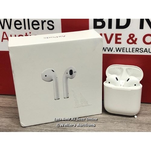 8244 - APPLE AIRPODS / 2ND GEN / WITH CHARGING CASE / MV7N2ZMA / POWERS UP, DOES NOT CONNECT TO BLUETOOTH, ... 