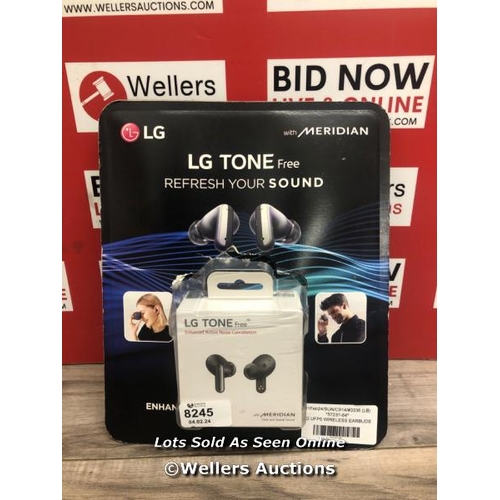 8245 - LG UFP5 WIRELESS EARBUDS / POWERS UP & CONNECTS TO BLUETOOTH WITH SOUND FROM THE LEFT EARBUD ONLY, M... 