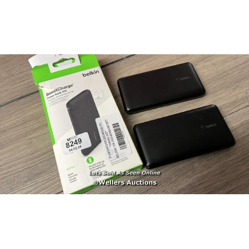 8249 - BELKIN 10K POWERBANK SET / MINIMAL, IF ANY SIGNS OF USE / POWERS UP / A23