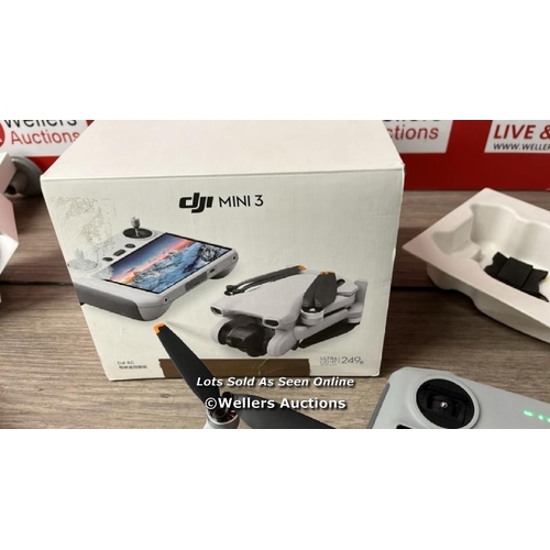 8254 - DJI MINI 3 DRONE WITH DJI REMOTE CONTROL / MINIMAL SIGNS OF USE / POWERS UP, FLYS AND APPEARS TO BE ... 