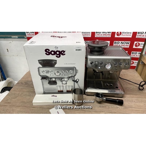 SAGE BARISTA EXPRESS BES875BSS PUMP COFFEE MACHINE / POWERS UP / SIGNS