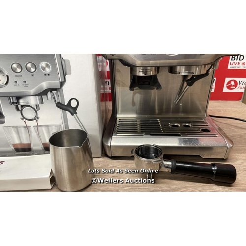 SAGE BARISTA EXPRESS BES875BSS PUMP COFFEE MACHINE / POWERS UP / SIGNS